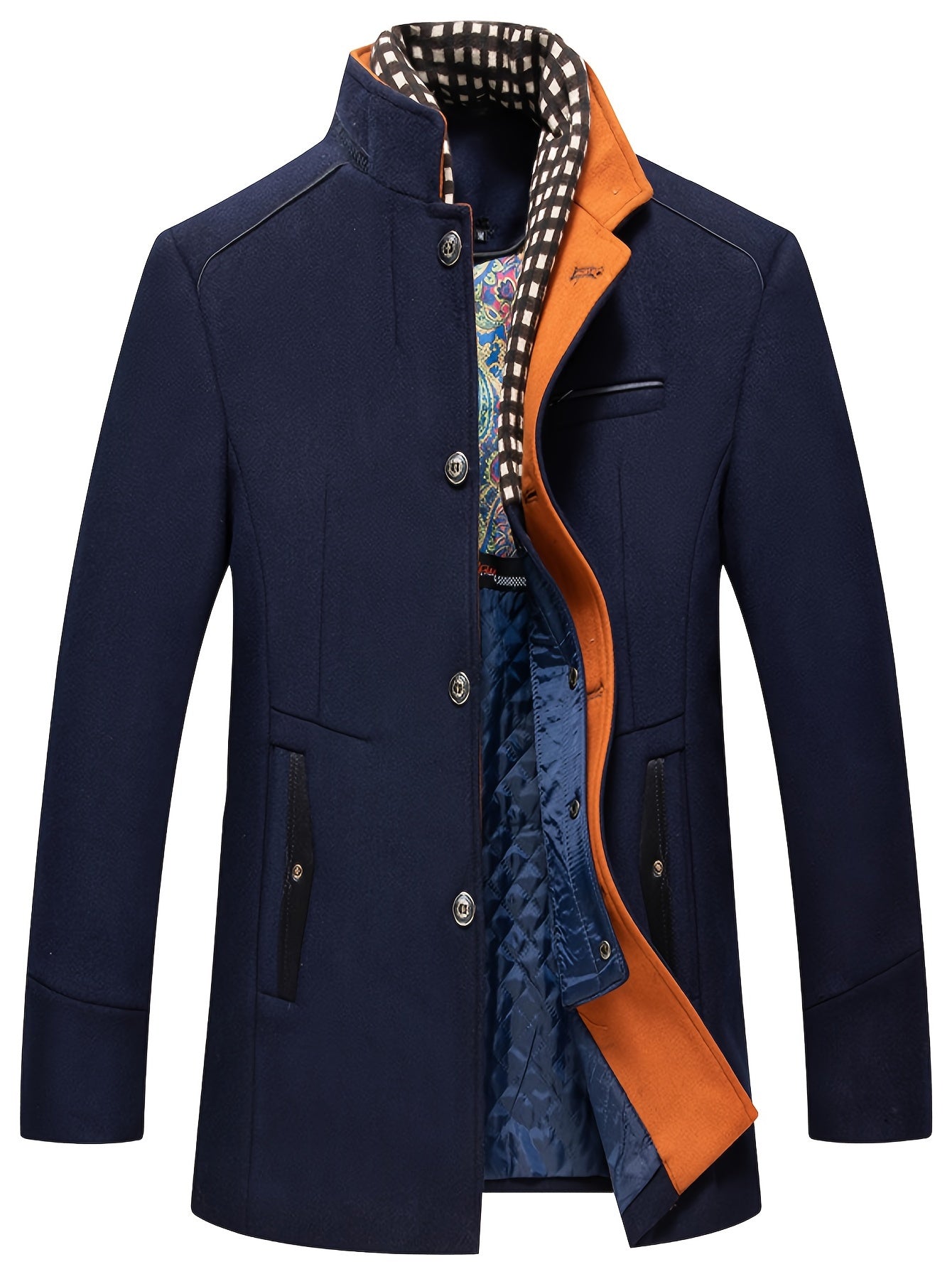 Men's Business Woolen Coat Fashion Scarf Non Ironing Woolen Coat Windproof Warm Coat