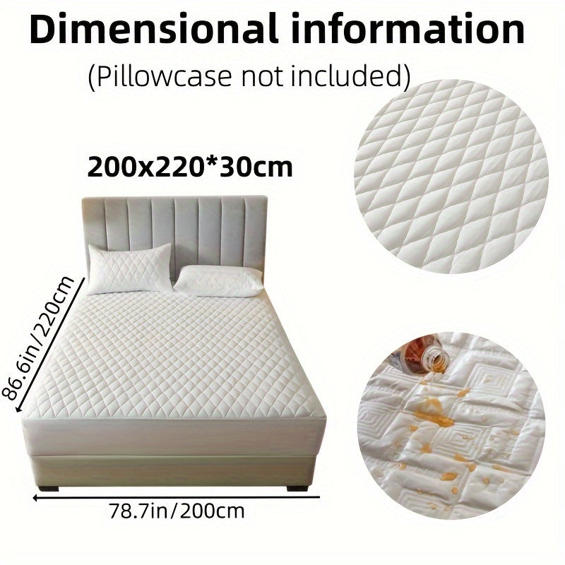 1pc Solid Color Luxurious Mattress Protector - Waterproof, Soft & Cozy Cover - Non-slip All-inclusive Guest Room Bedding - Excludes Pillowcase & Pillow Insert