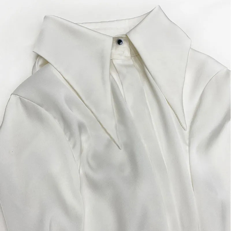 Women's Blouses Shirts Autumn Vintage Satin Silk Women Shirt Elegant Turn Down Collar Woman Blouse White Long Sleeve Ladies Tops Blusas 16946 230111