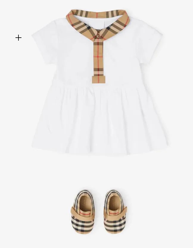 Baby Designer Baby Dress Girl Plaid Shirt Clothe Summer Childrens Short Sleeve Cotton Shirt Skirt Classic Plaid Lapel Imported Customized Fabrics