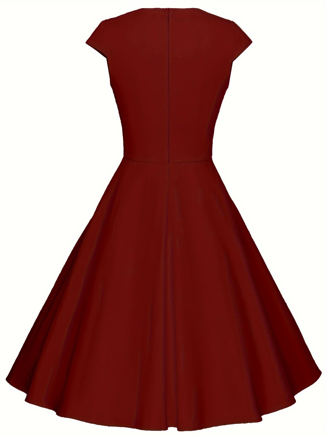 Vintage Short Sleeve Ruched Bridesmaid Dress - Fitted, Cotton, Micro Elasticity, Notched Collar, Solid Color - Hand Washable, Perfect for Wedding Party