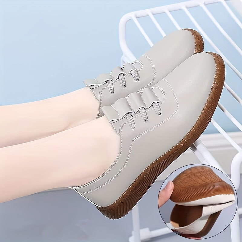Chic Womens Round Toe Lace Up Oxfords - Lightweight, Comfy Faux Leather Shoes with Tassel Embellishment - Solid Color, All-Season, Low Top, Fall Favorite