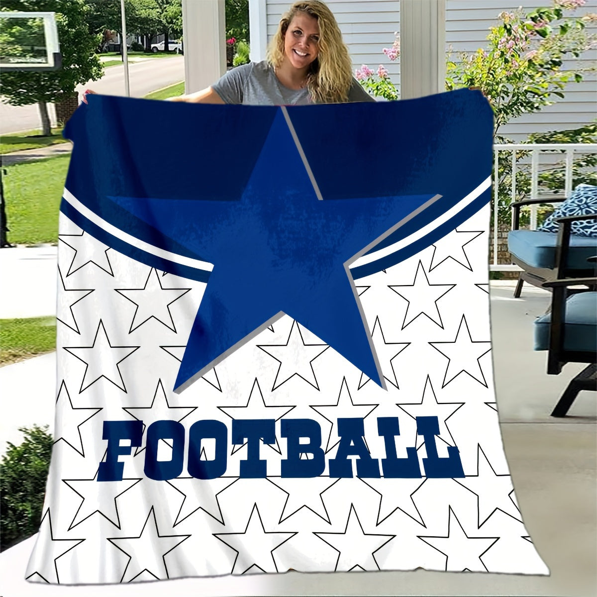 1pc Soft Skin-Friendly Flannel Pentagram Printed Leisure Blanket - Cozy Throw Blanket for Sofa, Nap, and Outdoor Use - Multi-Purpose, Plush, and Vibrant Design