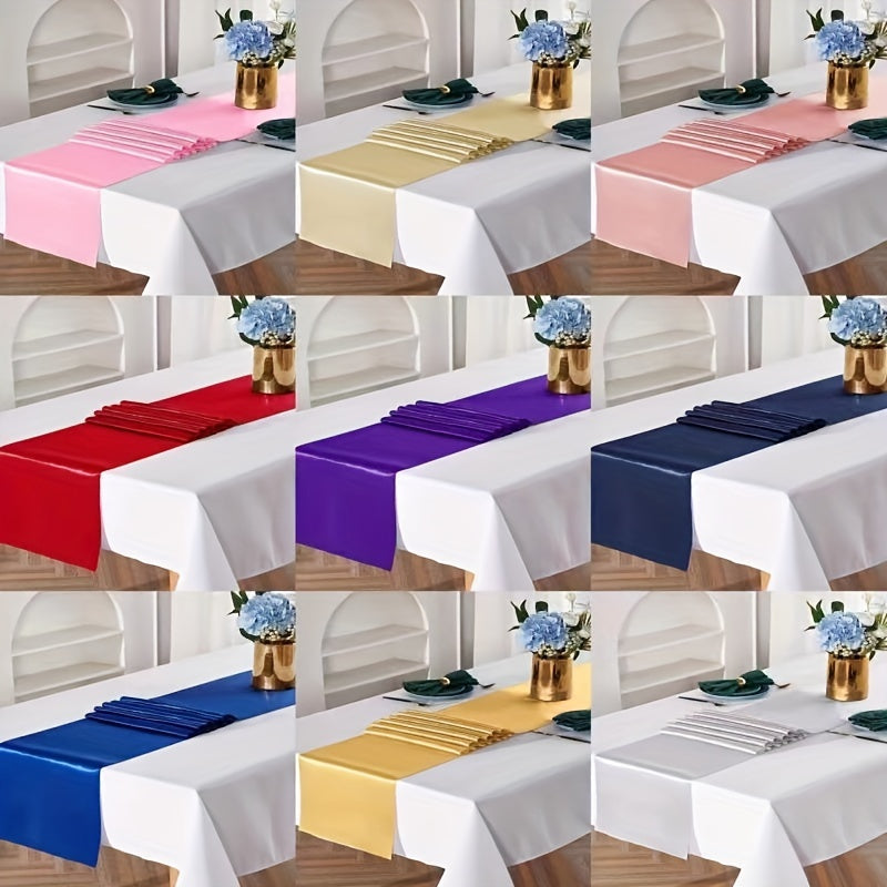 1pc, Stain Table Runner, Color Ding Table Runner, Wedding Banquet Birthday Party Table Decoration, Simple Solid Color Table Runner, Room Decor, Dining Table Decor