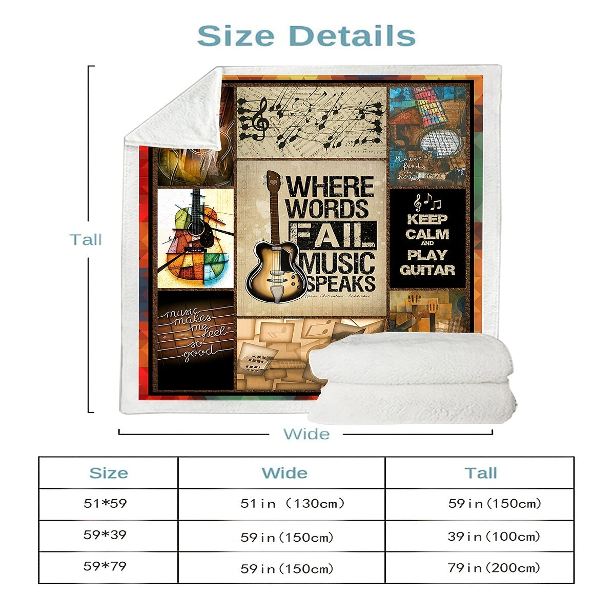1pc Guitar Blanket, Flannel Blanket For Sofa Office Bed Couch Travelling
