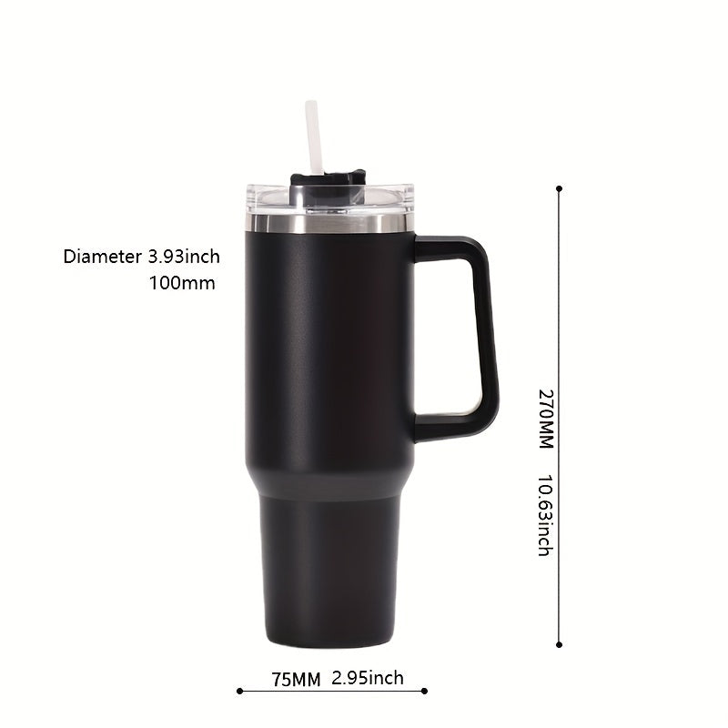 Ultimate 40oz Stainless Steel Travel Mug - Double Vacuum Insulated with Straw, Keeps Beverages Hot/Cold All Day, Perfect for On-the-Go Adventure Seekers