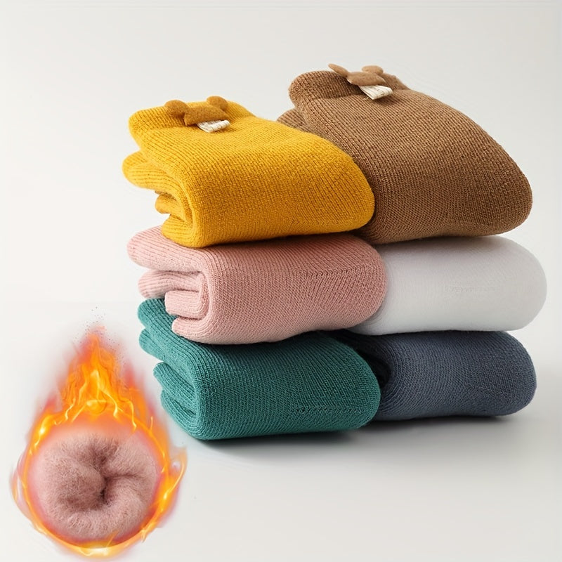 6 Pairs Of Baby Boys Socks Winter Thickened Velvet Baby Socks Autumn And Winter Warm Wool Hoop Socks
