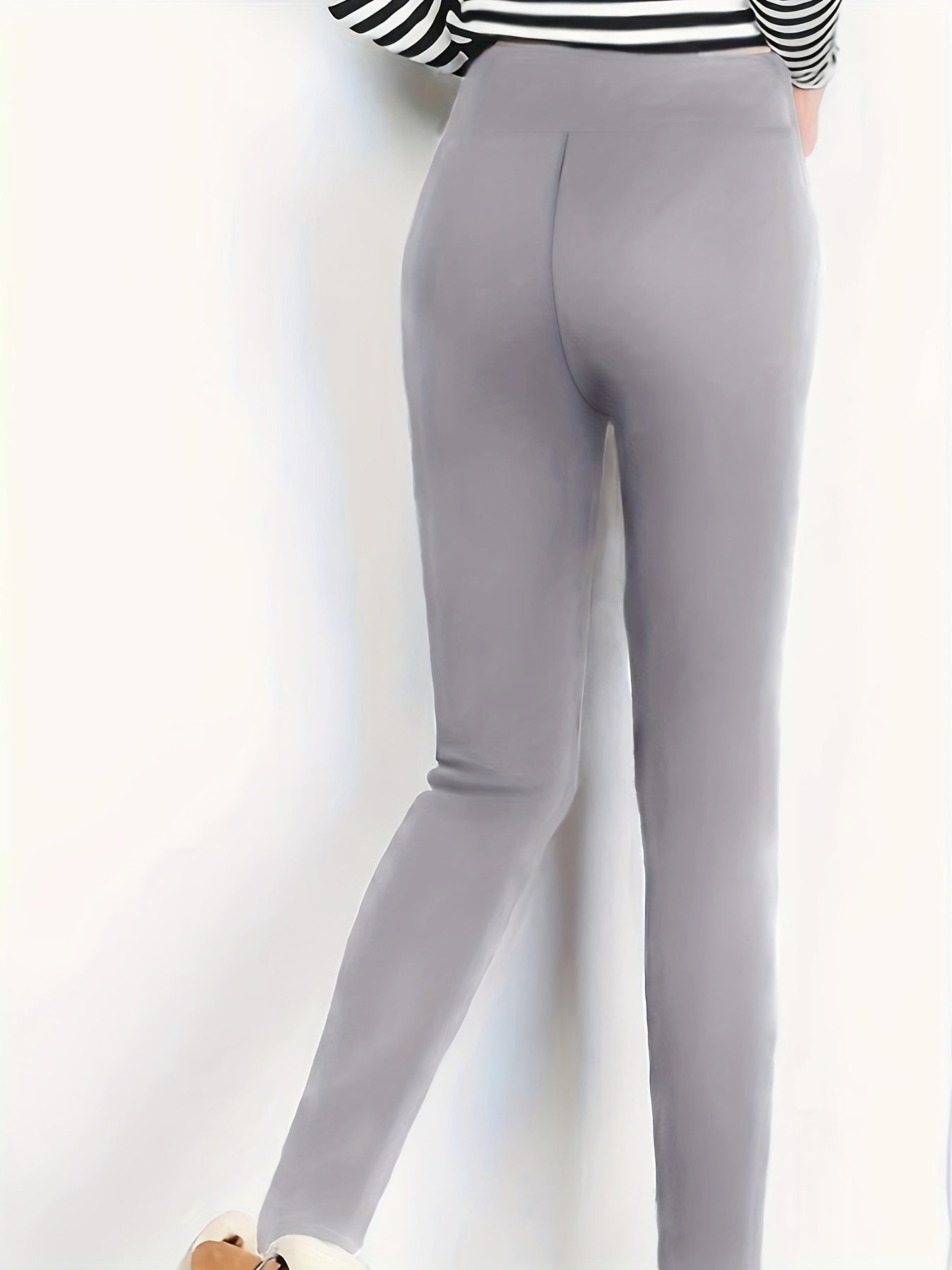Womens High-Waisted Solid Color Fleece Leggings - Ultra Soft, Warm, and Comfortable with High Elasticity, Four-Way Stretch, and Moisture-Wicking Properties for Fall and Winter Activewear - Perfect for Outdoor Sports and Daily Casual Wear