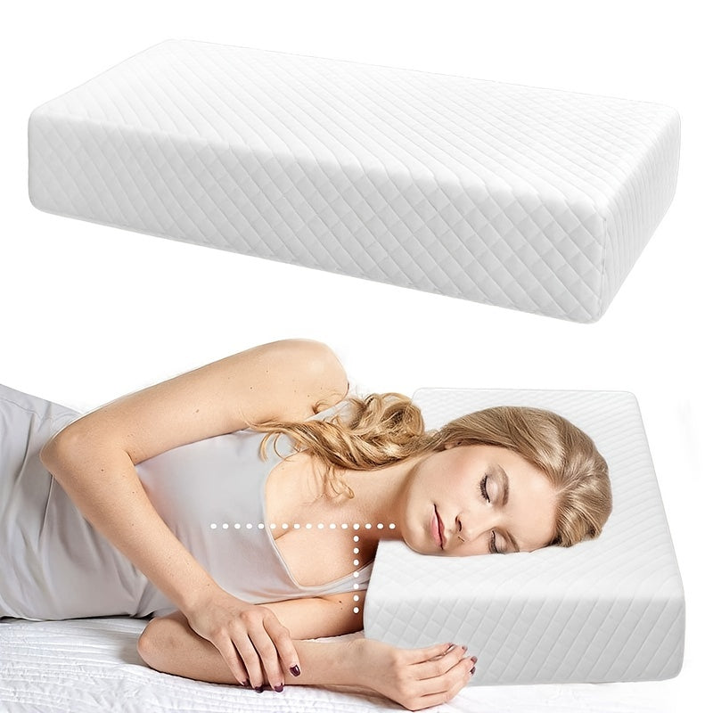 1pc Ultimate Comfort Square Pillow - Bed Pillows for Side Sleepers with Memory Foam Support for Neck and Shoulder Relaxation, Removable Cover, King/Queen Size, White, Promoting Deeper Sleep and Waking Up Refreshed