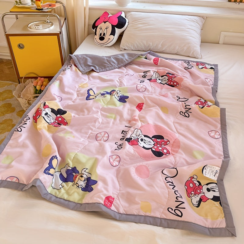 UME Cute Cartoon Summer Cooling Quilt - Winnie, Mickey & Minnie Design | Lightweight Polyester Blanket for All Seasons | Perfect for Bedroom, Dorm Room Decor Cool Rugs For Bedroom Cute Blanket