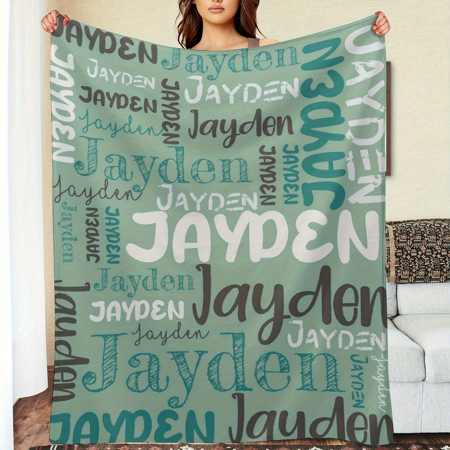 Custom Name Blanket - Soft Flannel, All-Season, Anti-Allergy, Machine Washable - Perfect for Couch, Bed, Office, and Camping