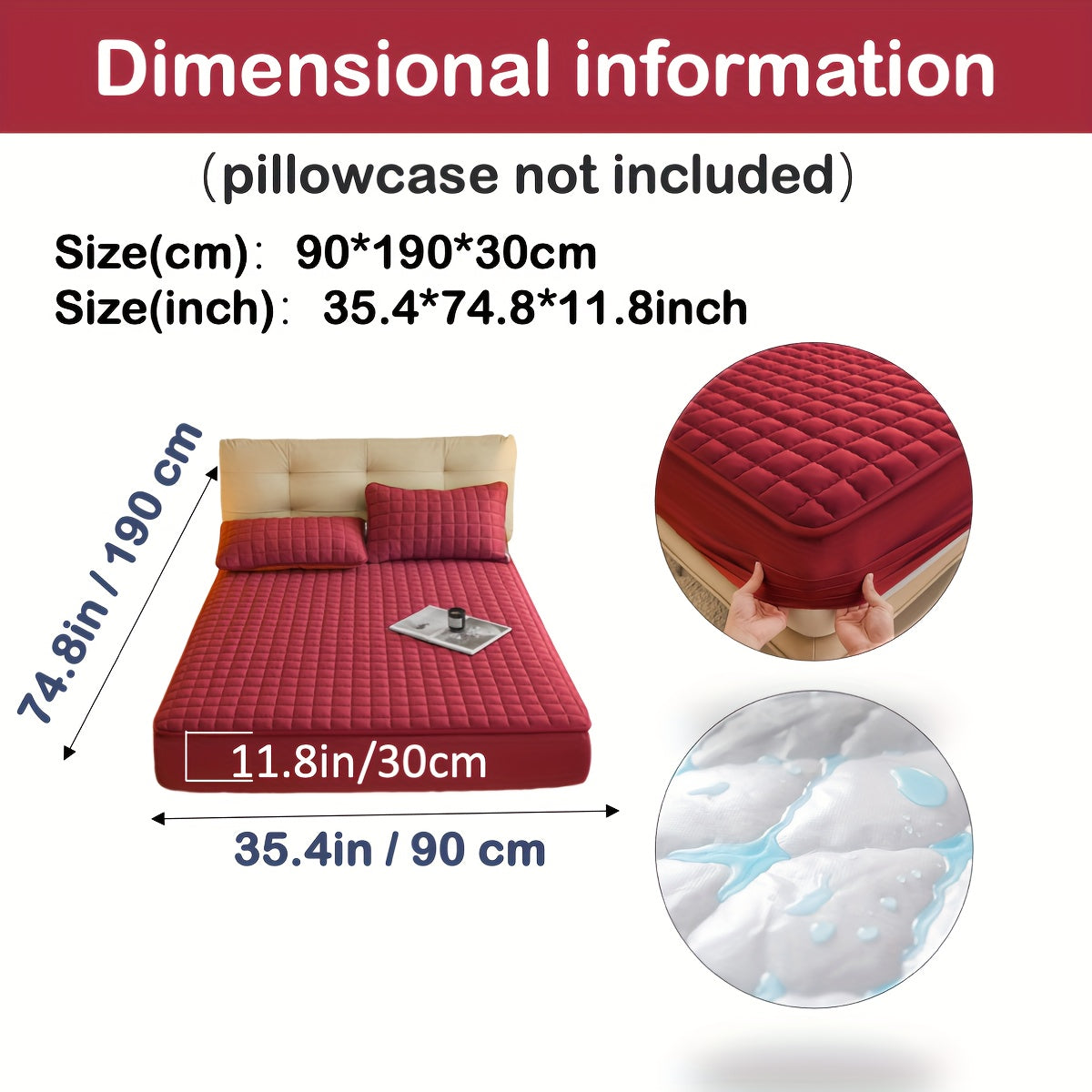 1pc Deluxe Hypoallergenic Mattress Protector - Deep Pocket, Quilted, Waterproof and Soft, for Comfortable Sleep in Bedroom or Guest Room