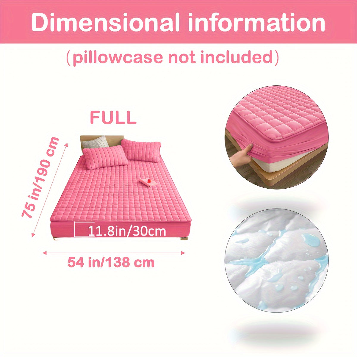 1pc Deluxe Hypoallergenic Mattress Protector - Deep Pocket, Quilted, Waterproof and Soft, for Comfortable Sleep in Bedroom or Guest Room