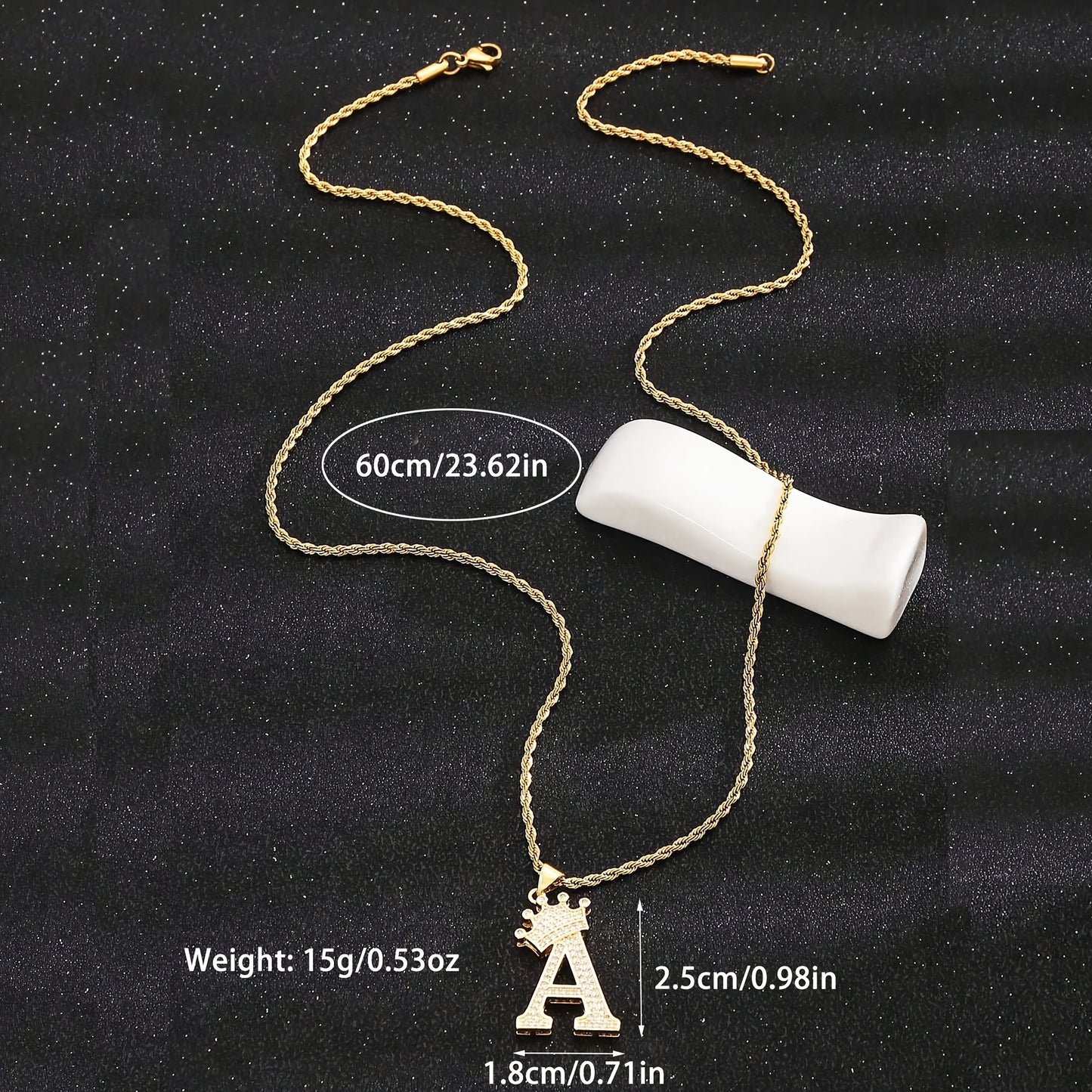 Layered Crown Initial Letter Pendant Twist Chain Necklace For Women Unisex Jewelry Daily Decoration