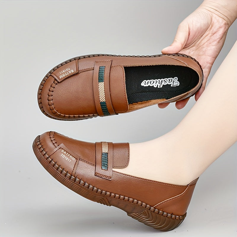 Comfortable Soft Sole Round Toe Flat Shoes - Lightweight, Embroidered, Breathable Microfiber Upper, Superfine Fiber Lining, Slip-Resistant PVC Sole, Perfect for All-Season Walking and Outdoor Activities