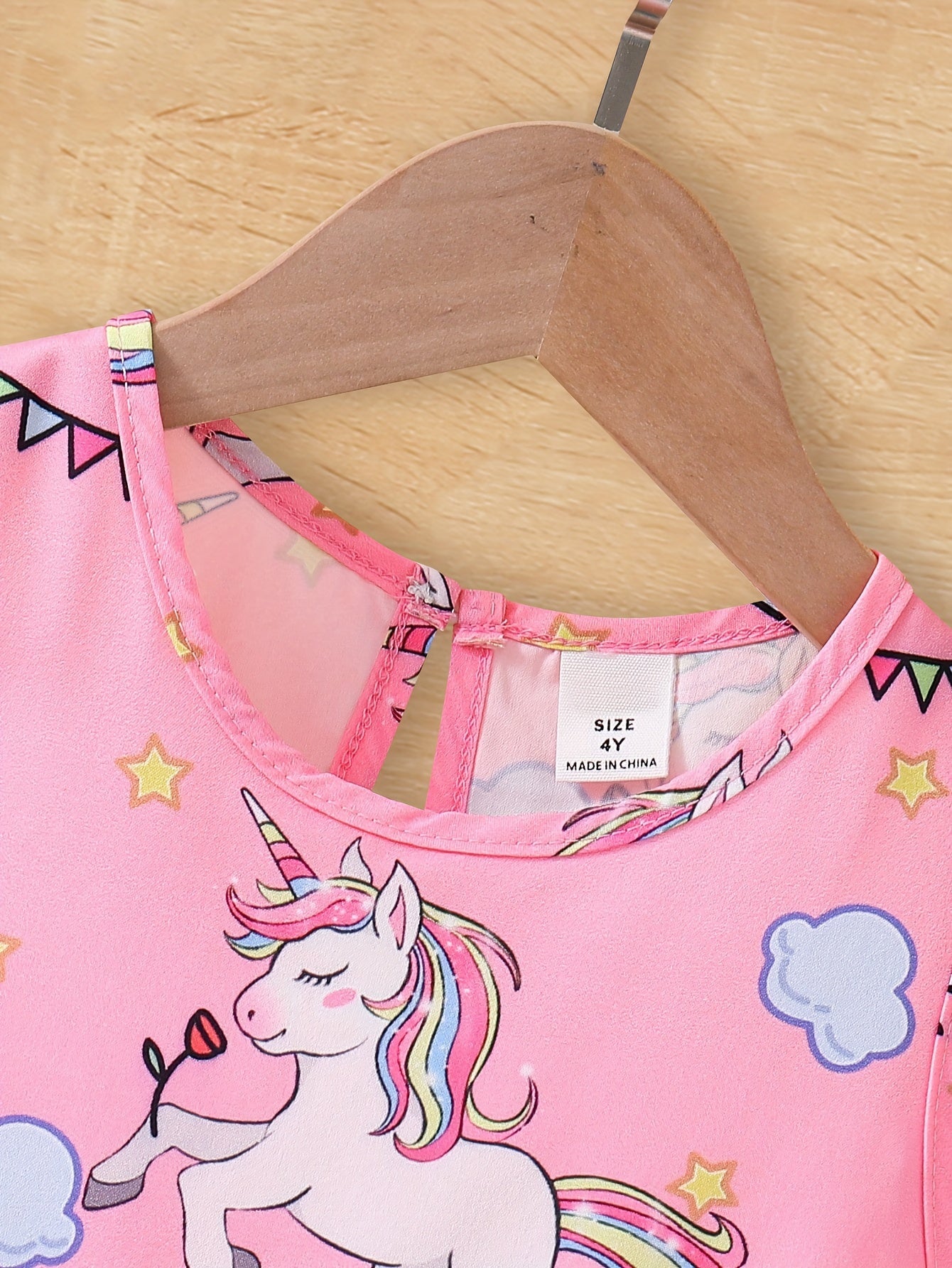 Adorable Girls Unicorn Cartoon Print Sleeveless Tunic Dress - Soft Polyester, Regular Fit, Machine Washable - Perfect for Summer Holidays and Casual Occasions