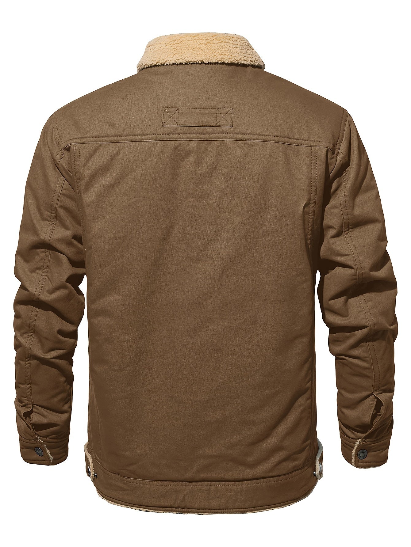 Men's Plus Size Lapel Fleece Jacket Coat Winter Windproof Metal Button Fleece Lined Warm Jacket Adjustable Snap Button Cuffs And Hem Multiple Pockets Soft And Comfortable For Traveling Work Motorcycle Riding Hiking Camping Golf Fleece Warm Jacket