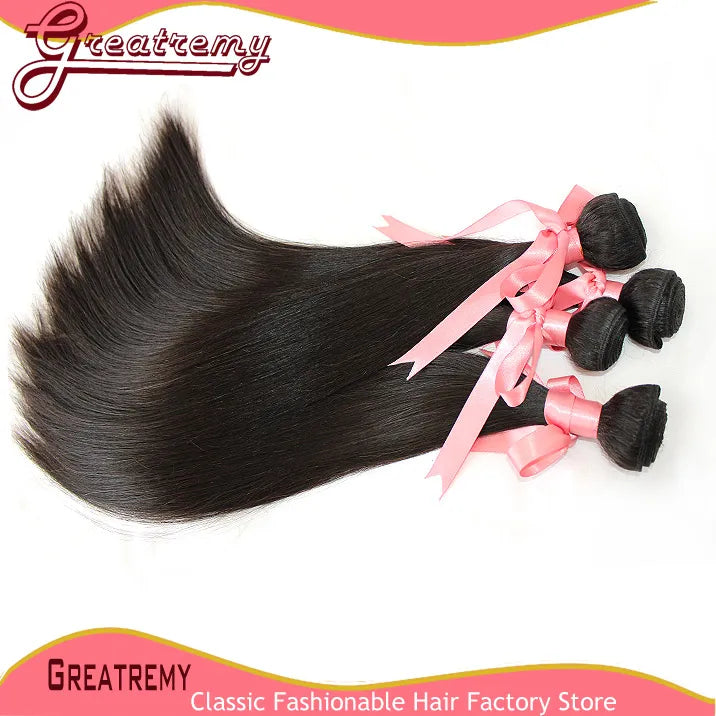 greatremy 100 brazilian virgin hair bundles silky straight mix length 3pcs lot human hairweaves hair extensions natural color