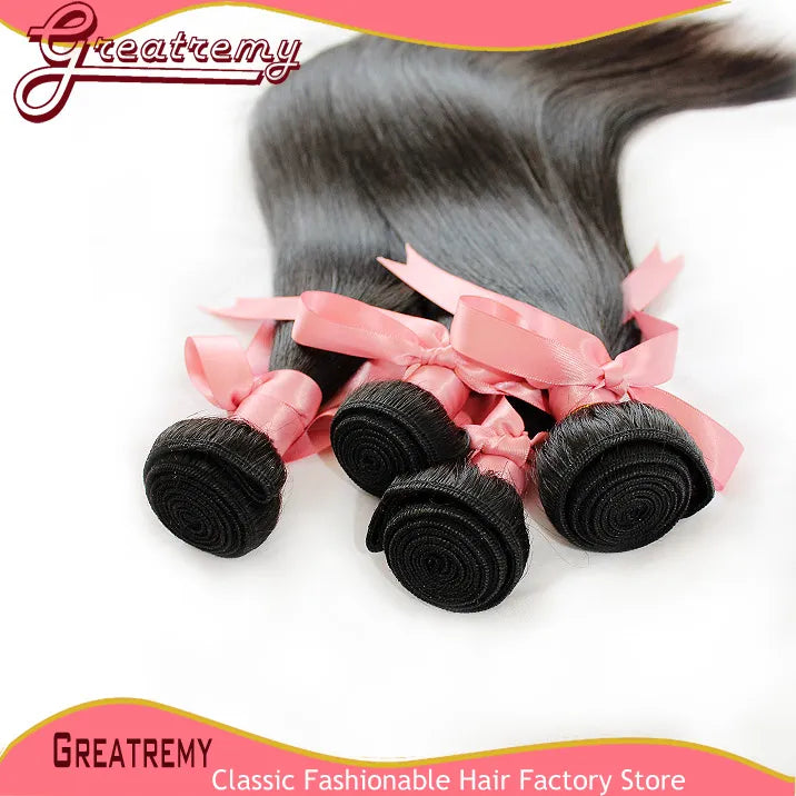 greatremy 100 brazilian virgin hair bundles silky straight mix length 3pcs lot human hairweaves hair extensions natural color