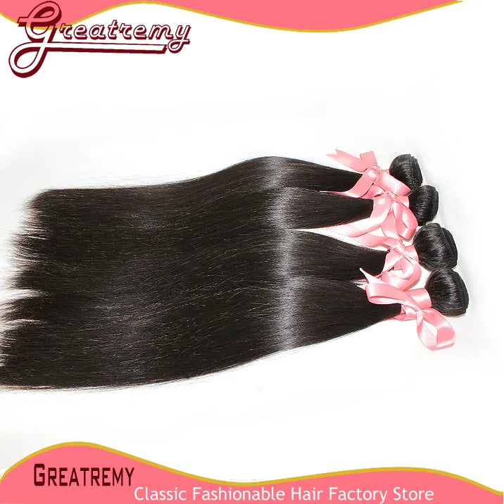 greatremy 100 brazilian virgin hair bundles silky straight mix length 3pcs lot human hairweaves hair extensions natural color