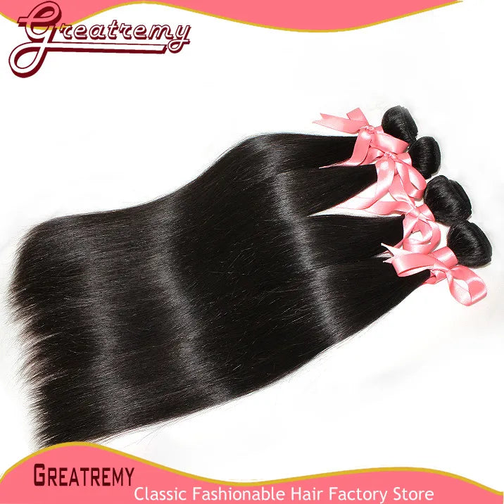 greatremy 100 brazilian virgin hair bundles silky straight mix length 3pcs lot human hairweaves hair extensions natural color