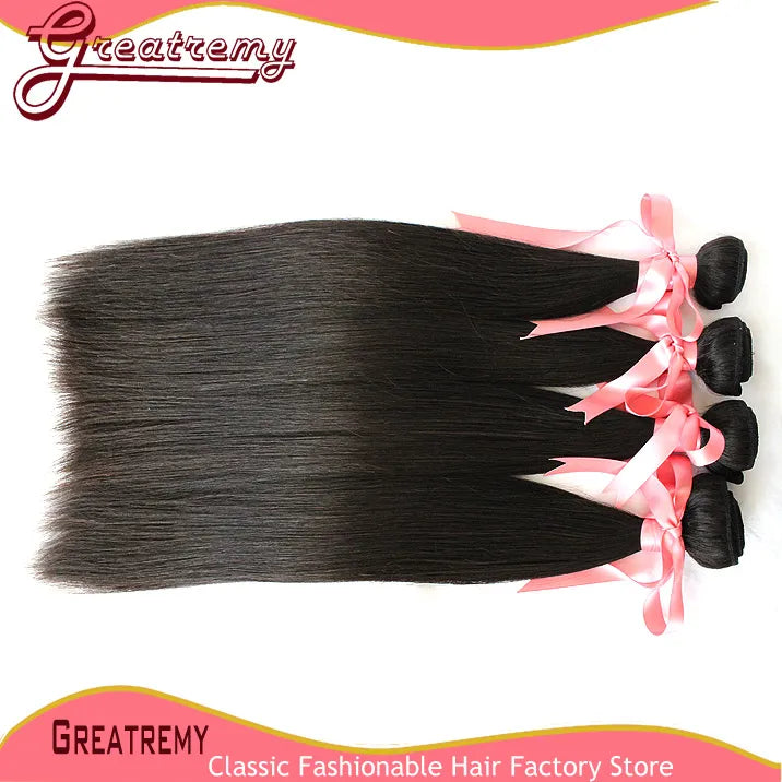 greatremy 100 brazilian virgin hair bundles silky straight mix length 3pcs lot human hairweaves hair extensions natural color