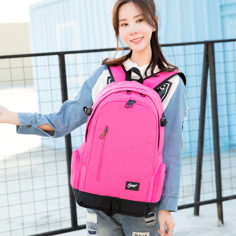 New Backpack Women's Hot Sale Backpack Female Middle School Student Schoolbag Canvas Women's Bag Solid Color Backpack