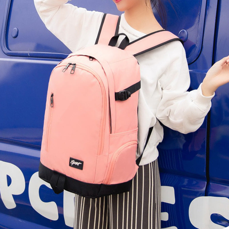 New Backpack Women's Hot Sale Backpack Female Middle School Student Schoolbag Canvas Women's Bag Solid Color Backpack