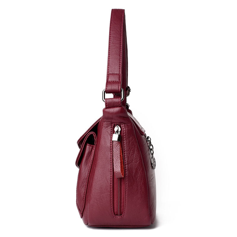 ZllKl Hot Sale Women's Bag Korean Style New Women's Shoulder Bag Soft Leather Cross-Body Bag European and American Small Square Bag Factory Wholesale
