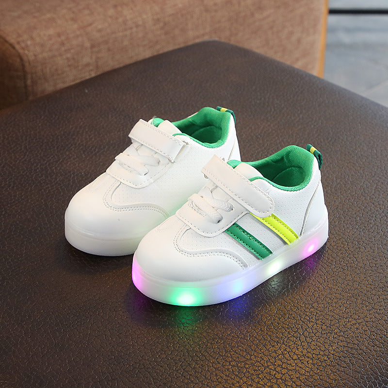 ZllKl Children's Luminous Shoes Korean Style New Children's Shoes Boys and Girls Luminous Casual Shoes Board Shoes Colorful Flash Shoes