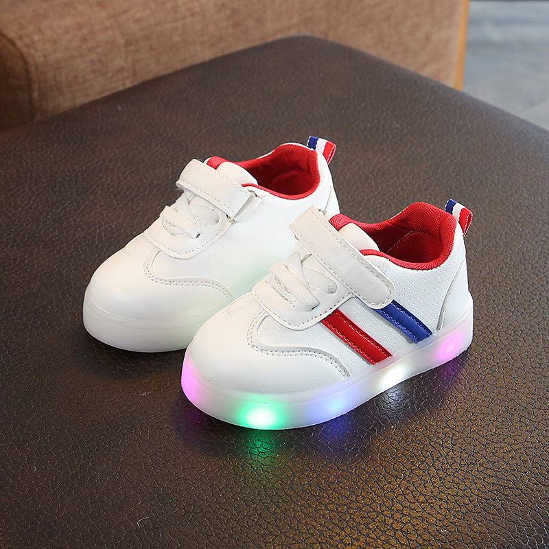 ZllKl Children's Luminous Shoes Korean Style New Children's Shoes Boys and Girls Luminous Casual Shoes Board Shoes Colorful Flash Shoes