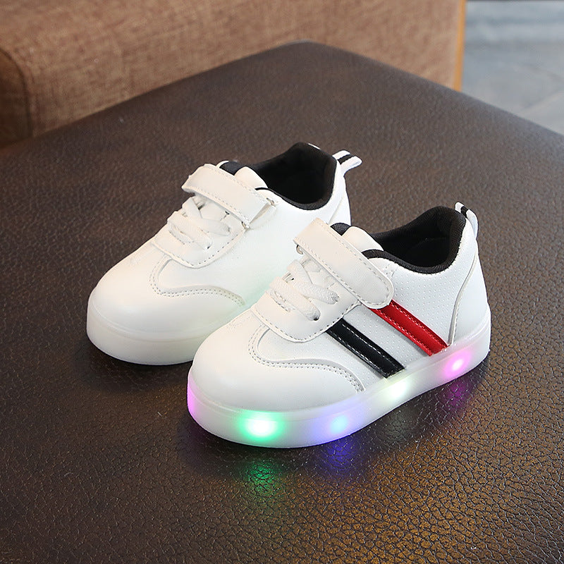 ZllKl Children's Luminous Shoes Korean Style New Children's Shoes Boys and Girls Luminous Casual Shoes Board Shoes Colorful Flash Shoes
