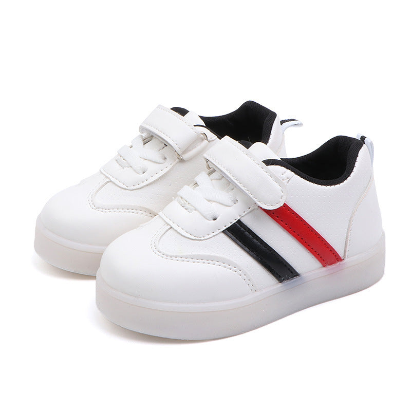 ZllKl Children's Luminous Shoes Korean Style New Children's Shoes Boys and Girls Luminous Casual Shoes Board Shoes Colorful Flash Shoes