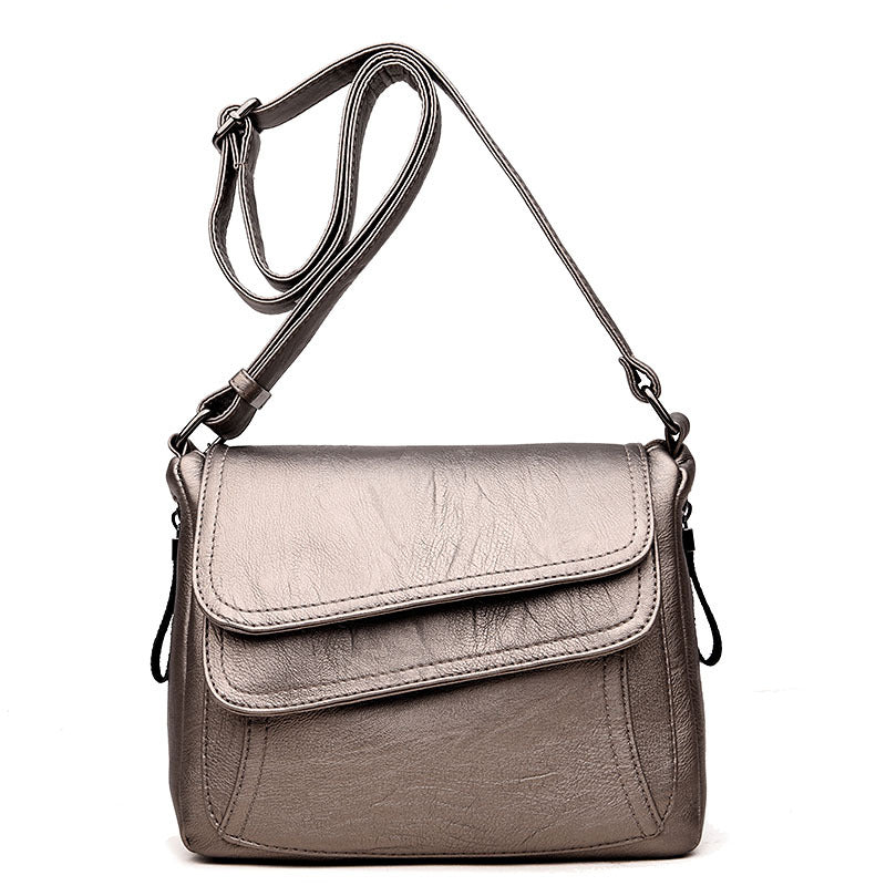 ZllKl Hot Sale Women's Bag Korean Style New Women's Shoulder Bag Soft Leather Cross-Body Bag European and American Small Square Bag Factory Wholesale