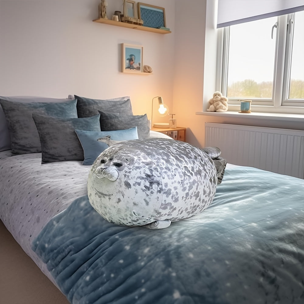 Vintage-Style Chubby Seal Plush Pillow - Soft Polyester, Animal Theme, Perfect for Bed & Sofa Decor, Ideal Gift for Birthdays, Valentine's Day, Christmas