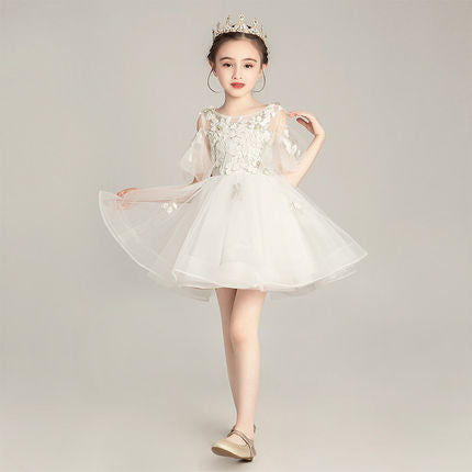 ZllKl Children's Dress New Princess Dress Birthday Pettiskirt Little Girl Western Style Trailing Evening Dress Flower Children's Dress