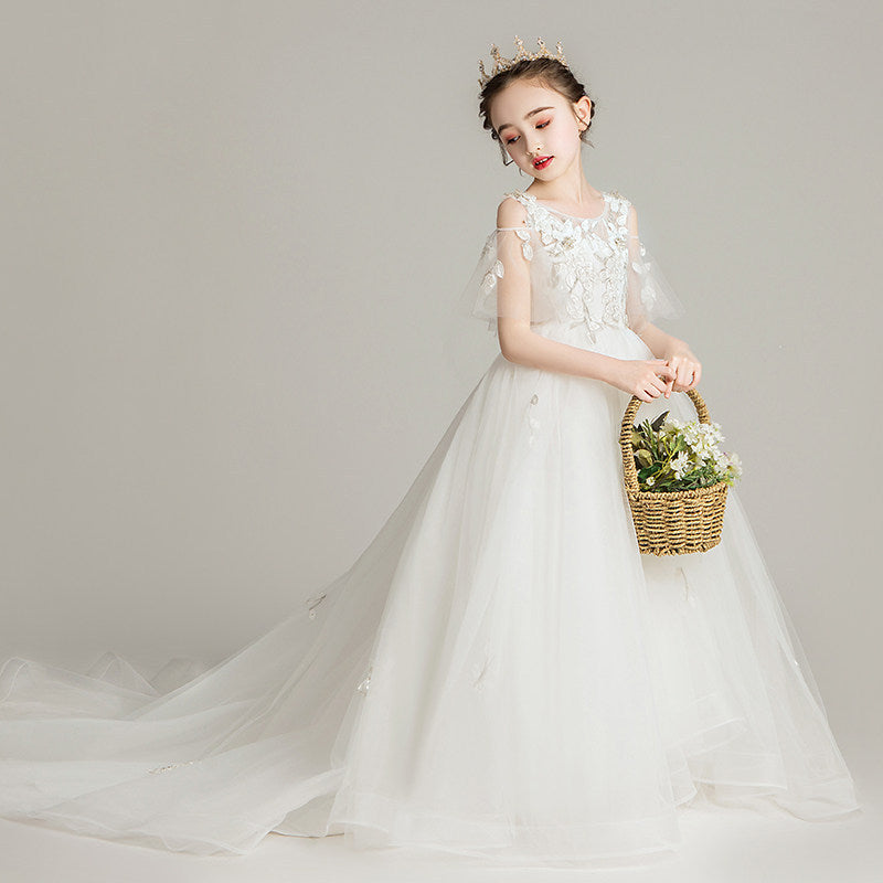 ZllKl Children's Dress New Princess Dress Birthday Pettiskirt Little Girl Western Style Trailing Evening Dress Flower Children's Dress