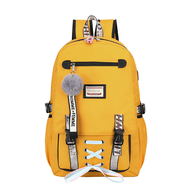 New Cross-Border Fashion Sports and Leisure Backpack Male and Female Middle School Student Schoolbag Anti-Theft Backpack Wholesale Female