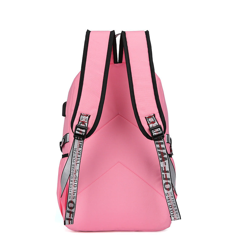 New Cross-Border Fashion Sports and Leisure Backpack Male and Female Middle School Student Schoolbag Anti-Theft Backpack Wholesale Female