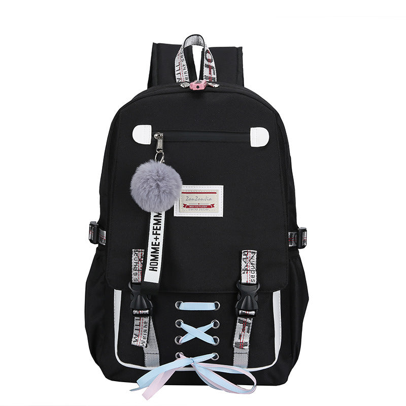 New Cross-Border Fashion Sports and Leisure Backpack Male and Female Middle School Student Schoolbag Anti-Theft Backpack Wholesale Female