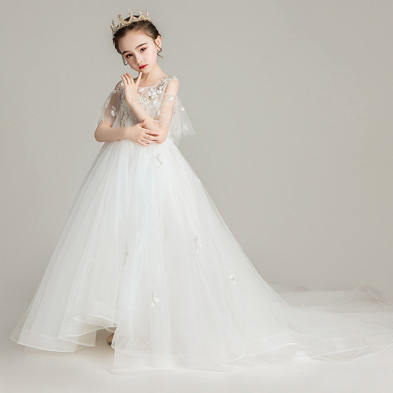ZllKl Children's Dress New Princess Dress Birthday Pettiskirt Little Girl Western Style Trailing Evening Dress Flower Children's Dress