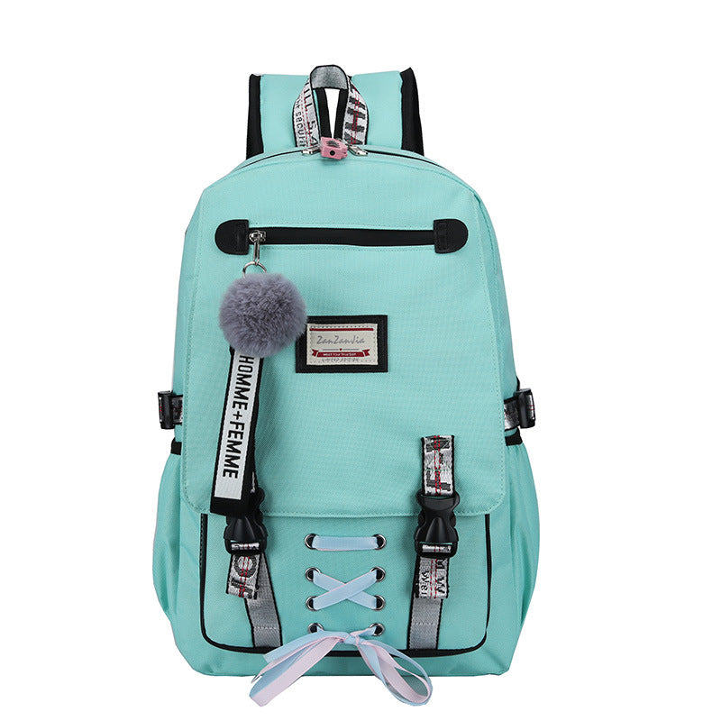 New Cross-Border Fashion Sports and Leisure Backpack Male and Female Middle School Student Schoolbag Anti-Theft Backpack Wholesale Female