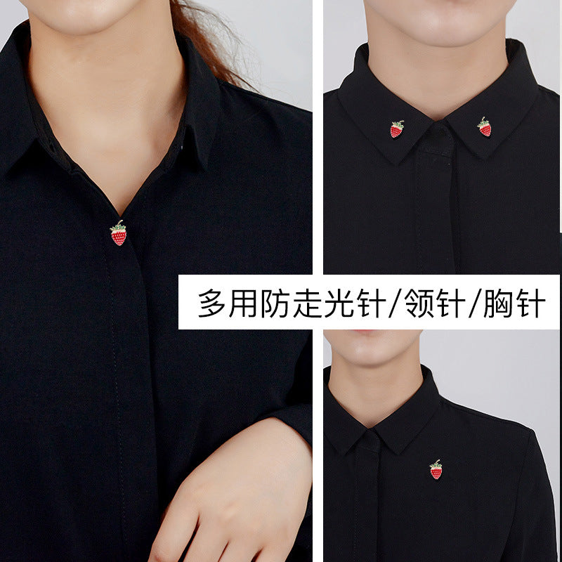 2025 Mini cute Japanese small strawberry brooch women's anti-light neckline corsage trendy personalized fashion badge accessories
