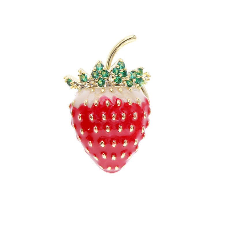 2025 Mini cute Japanese small strawberry brooch women's anti-light neckline corsage trendy personalized fashion badge accessories