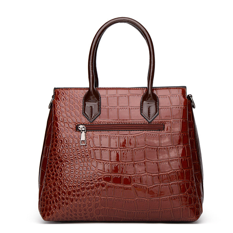 ZLLKL 2025Crocodile pattern patent leather women's bag popular new two-piece set, portable single shoulder oblique span bag, female wholesale factory hair