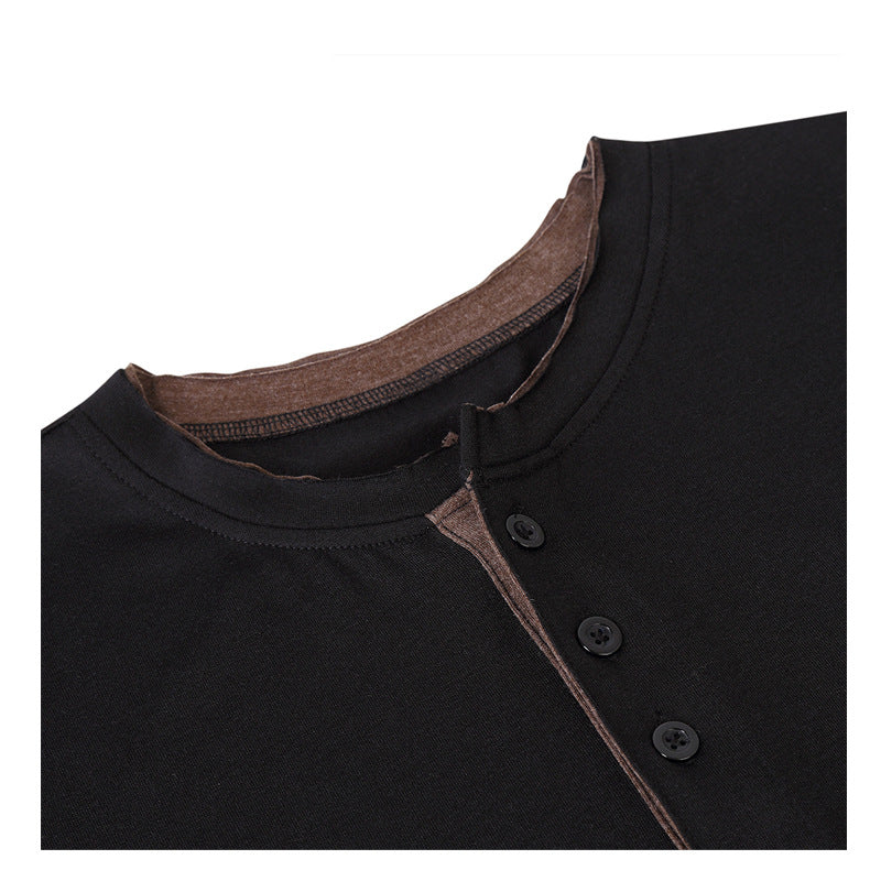 ZLLKL 2025 Hot trade men's long-sleeved men's clothes, autumn t-shirt men's t-shirt solid color Henry clothing customization