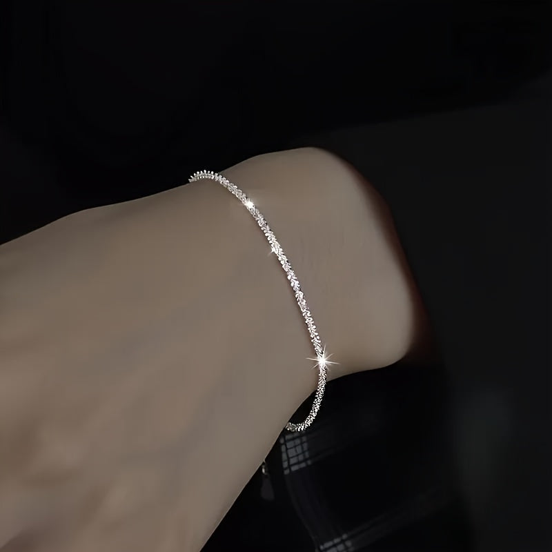 Luxurious 925 Silver-Plated Sparkling Bracelet - Slim, Adjustable, and Durable Design for Daily Wear - Perfect Holiday Gift for Beautiful Women, Ideal for Any Occasion