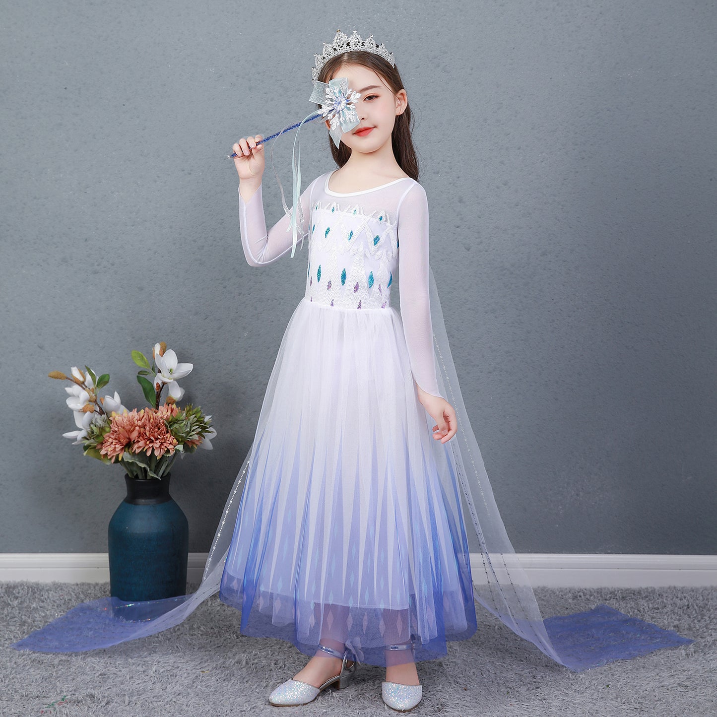 ZllKl Frozen 2 Princess Elsa Dress Girl Aisha's Dress Summer Kids' Skirt Clothes Aisha