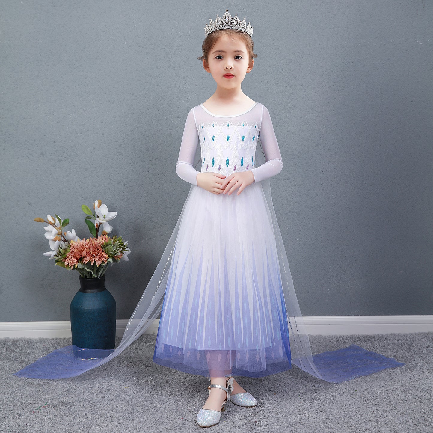 ZllKl Frozen 2 Princess Elsa Dress Girl Aisha's Dress Summer Kids' Skirt Clothes Aisha