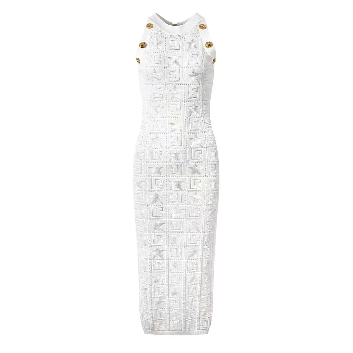 Women's knitted dress letter hollow sleeveless vest dress summer temperament dress